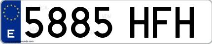 Ejemplo de matrícula española 5885 HFH