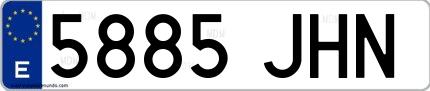 Ejemplo de matrícula española 5885 JHN