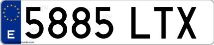 Ejemplo de matrícula española 5885 LTX