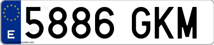 Ejemplo de matrícula de coche ordinaria 5886 GKM