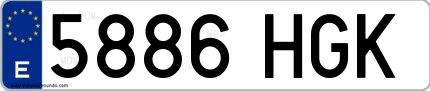 Ejemplo de matrícula española 5886 HGK