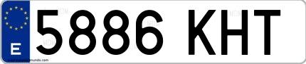 Ejemplo de matrícula española 5886 KHT