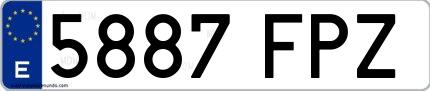 Ejemplo de matrícula de coche ordinaria 5887 FPZ