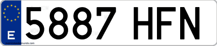 Ejemplo de matrícula de coche ordinaria 5887 HFN