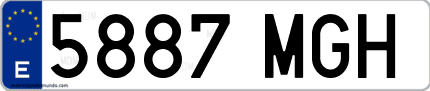Ejemplo de matrícula de coche ordinaria 5887 MGH