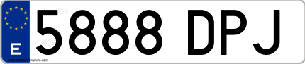 Ejemplo de matrícula de coche ordinaria 5888 DPJ