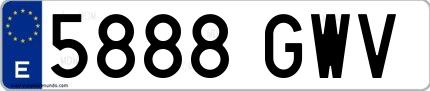 Ejemplo de matrícula española 5888 GWV