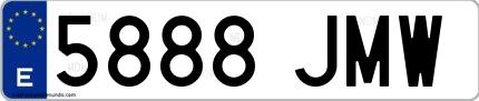 Ejemplo de matrícula española 5888 JMW