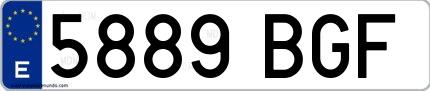 Ejemplo de matrícula española 5889 BGF