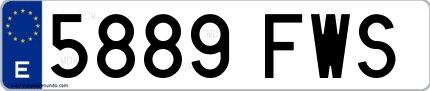 Ejemplo de matrícula española 5889 FWS