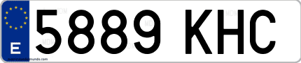 Ejemplo de matrícula de coche ordinaria 5889 KHC