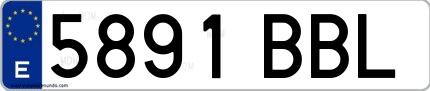 Ejemplo de matrícula española 5891 BBL