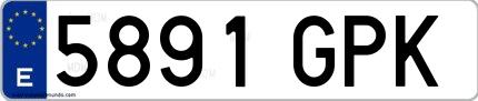 Ejemplo de matrícula española 5891 GPK