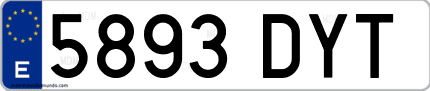 Ejemplo de matrícula de coche ordinaria 5893 DYT