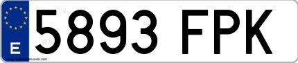 Ejemplo de matrícula española 5893 FPK