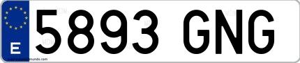 Ejemplo de matrícula española 5893 GNG