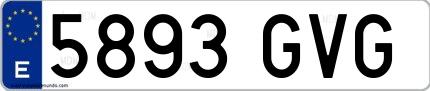 Ejemplo de matrícula española 5893 GVG