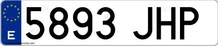 Ejemplo de matrícula española 5893 JHP