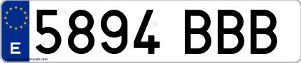 Ejemplo de matrícula de coche ordinaria 5894 BBB