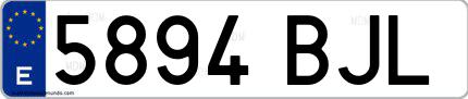 Ejemplo de matrícula española 5894 BJL