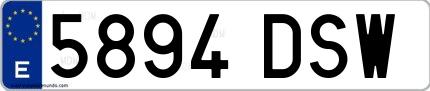 Ejemplo de matrícula española 5894 DSW
