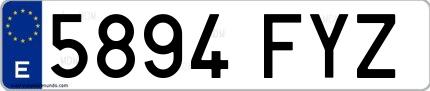 Ejemplo de matrícula española 5894 FYZ