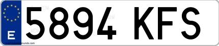 Ejemplo de matrícula española 5894 KFS