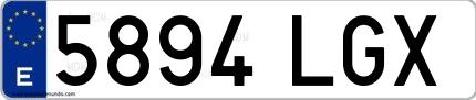 Ejemplo de matrícula española 5894 LGX