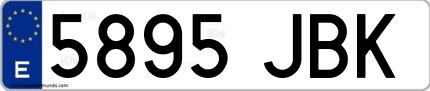 Ejemplo de matrícula española 5895 JBK