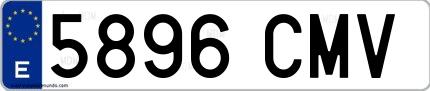 Ejemplo de matrícula española 5896 CMV