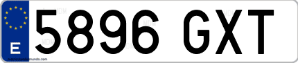 Ejemplo de matrícula de coche ordinaria 5896 GXT