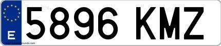 Ejemplo de matrícula de coche ordinaria 5896 KMZ
