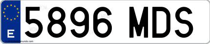 Ejemplo de matrícula española 5896 MDS
