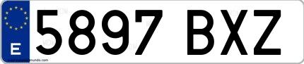 Ejemplo de matrícula española 5897 BXZ