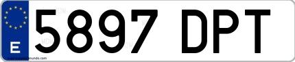 Ejemplo de matrícula española 5897 DPT