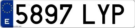 Ejemplo de matrícula española 5897 LYP