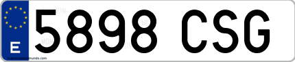 Ejemplo de matrícula de coche ordinaria 5898 CSG