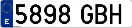 Ejemplo de matrícula española 5898 GBH