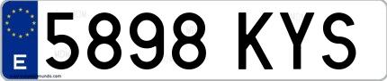 Ejemplo de matrícula española 5898 KYS