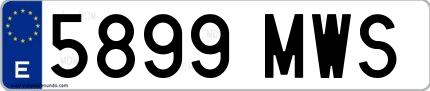 Ejemplo de matrícula española 5899 MWS
