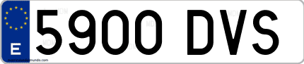 Ejemplo de matrícula de coche ordinaria 5900 DVS