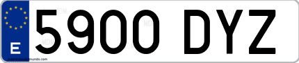 Ejemplo de matrícula de coche ordinaria 5900 DYZ