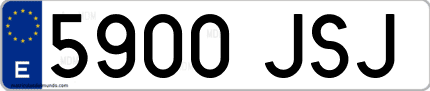 Ejemplo de matrícula de coche ordinaria 5900 JSJ