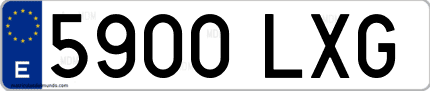 Ejemplo de matrícula de coche ordinaria 5900 LXG