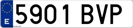 Ejemplo de matrícula española 5901 BVP