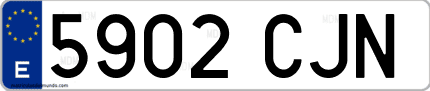 Ejemplo de matrícula de coche ordinaria 5902 CJN