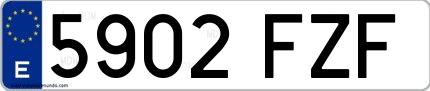 Ejemplo de matrícula española 5902 FZF