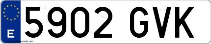 Ejemplo de matrícula española 5902 GVK