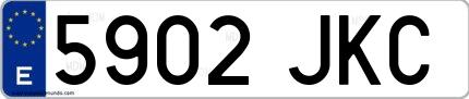 Ejemplo de matrícula española 5902 JKC