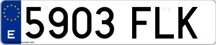 Ejemplo de matrícula española 5903 FLK